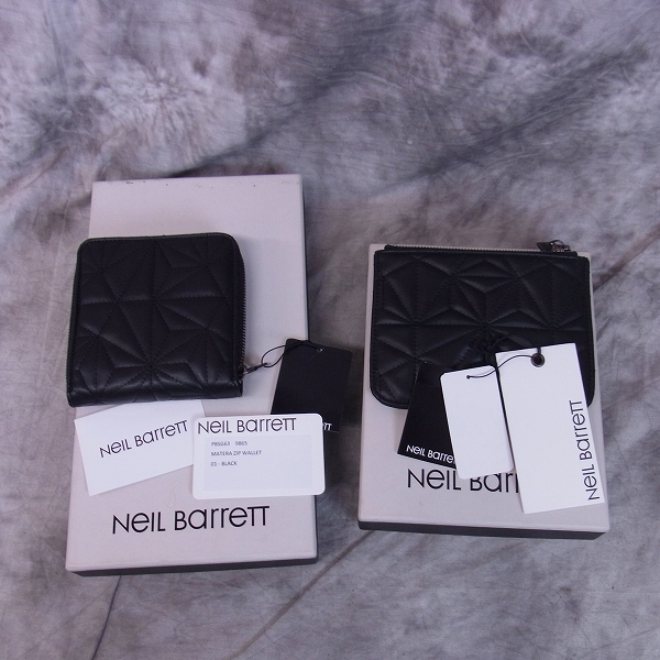 実際に弊社で買取させて頂いたNeil Barrett/ニールバレット ラウンドジップキルティング ウォレット/ポーチ 2点セットの画像 7枚目