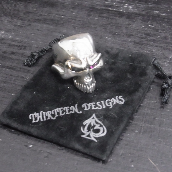 実際に弊社で買取させて頂いたTHIRTEEN DESIGNS/サーティーンデザインズ　カスタム マッドスカルリング w/ストーンアイズ×K18リング 18号の画像 8枚目