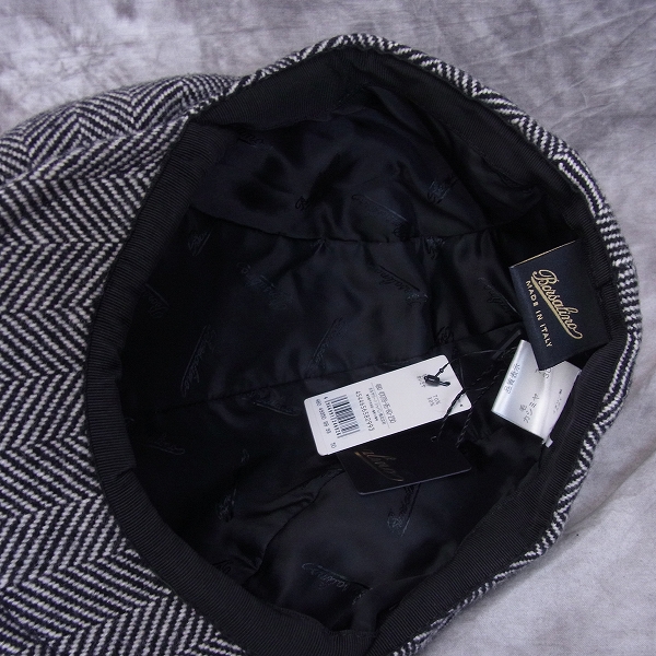 実際に弊社で買取させて頂いた【未使用】Borsalino/ボルサリーノ ウール ハンチング/キャスケット 60/L ブラック/ホワイトの画像 4枚目
