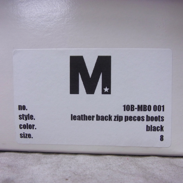 実際に弊社で買取させて頂いたM/エム leather back zip pecos boots ペコスブーツ/8の画像 8枚目