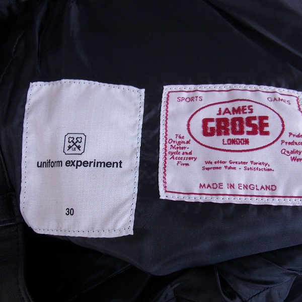実際に弊社で買取させて頂いた【未使用】uniform experiment/ユニフォームエクスペリメント JAMES GROSE LEATHER SLIM FIT PANT UE-167001/30の画像 3枚目