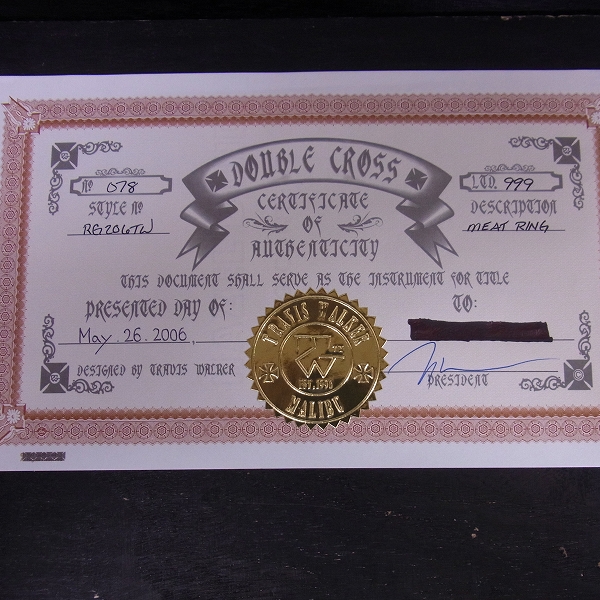 実際に弊社で買取させて頂いた【Ltd証明書】TRAVIS WALKER/トラヴィスワーカー ダブルクロス ミートリング #78/17.5号の画像 7枚目