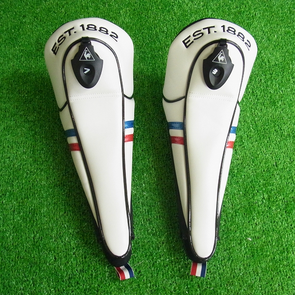 実際に弊社で買取させて頂いたLe coq sportif/ルコック ヘッドカバー3点セット QQ4238 フェアウェイウッド用+マレット型パター用 ホワイトの画像 4枚目