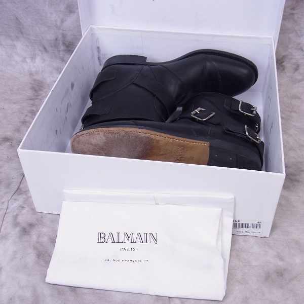 実際に弊社で買取させて頂いたBALMAIN/バルマン バックジップレザー エンジニアショートブーツ/42の画像 9枚目