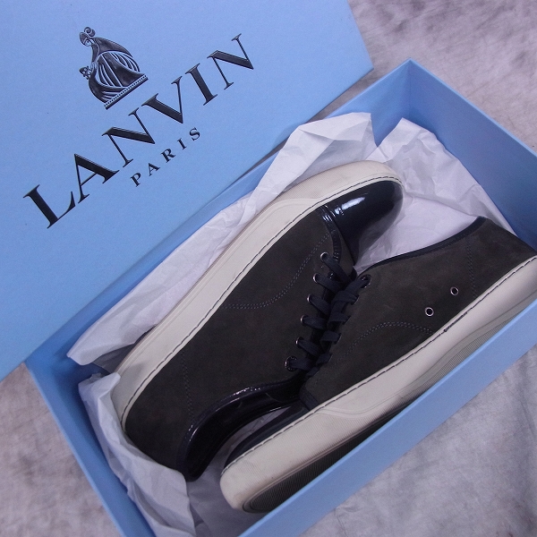 実際に弊社で買取させて頂いたLANVIN/ランバン 切替スエード エナメル テニス スニーカー 茶/8の画像 7枚目