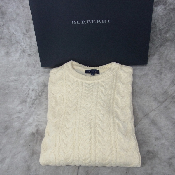 実際に弊社で買取させて頂いた【未使用】BURBERRY LONDON/バーバリー ロンドン ゴルフウェア 長袖セーター ホワイト/L