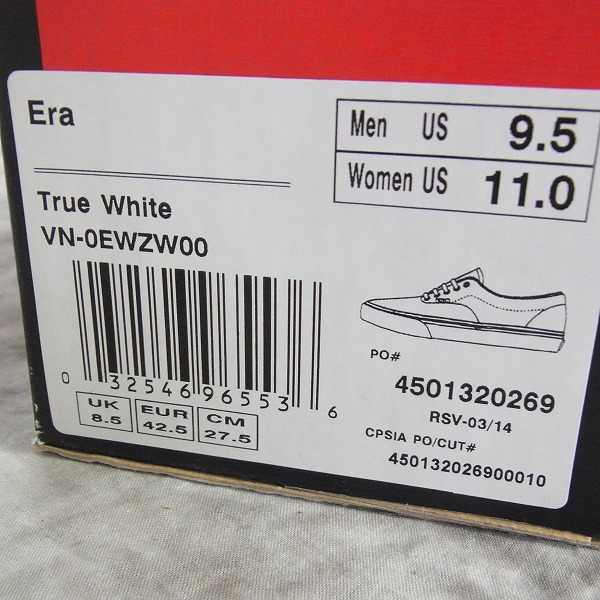 実際に弊社で買取させて頂いたVANS/バンズ ERA/エラ ローカットスニーカー シューズ 白/US9.5の画像 8枚目