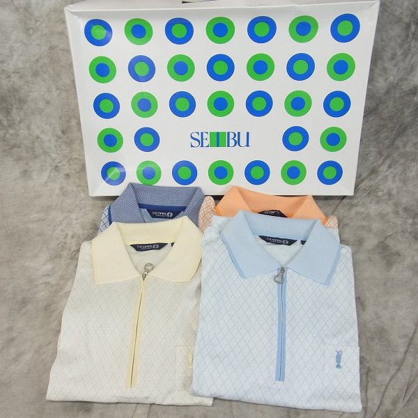 実際に弊社で買取させて頂いた【未使用】MIZUNO/ミズノ ゴルフウェア THE OPEN ジップアップ 半袖ポロシャツ 4点SET/L