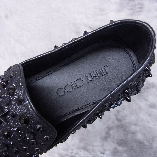 実際に弊社で買取させて頂いたjimmychoo/ジミーチュウ スタースタッズ ×クリスタル付きファイングリッター・スリッポンシューズ/42.5の画像 4枚目