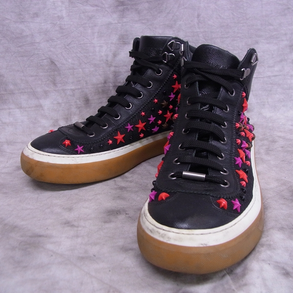 実際に弊社で買取させて頂いたJIMMY CHOO/ジミーチュウ ARGYLE OLYMPIC RED MIX スタースタッズ ハイカットスニーカー 41