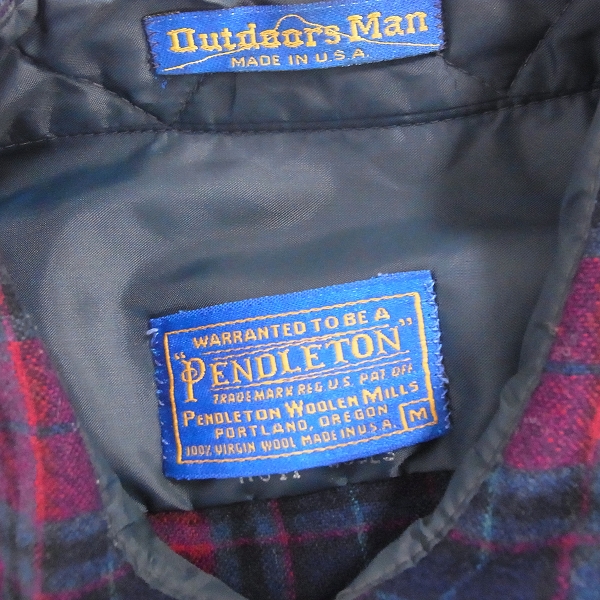 実際に弊社で買取させて頂いたPENDLETON/ペンドルトン Outdoors Man チェック柄長袖シャツ 赤系 Mの画像 2枚目