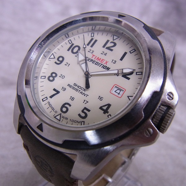 実際に弊社で買取させて頂いたTIMEX/タイメックス expedition レザーバンド腕時計 t49261【動作未確認】