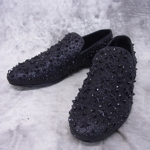 実際に弊社で買取させて頂いたjimmychoo/ジミーチュウ スタースタッズ ×クリスタル付きファイングリッター・スリッポンシューズ/42.5