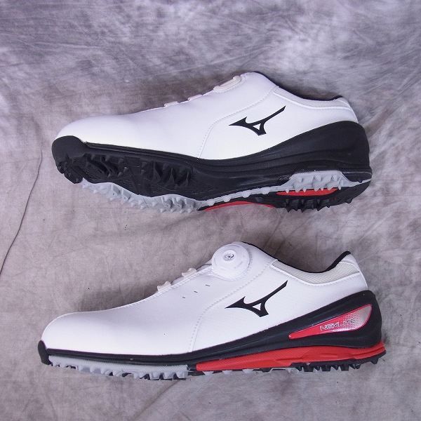 実際に弊社で買取させて頂いた未使用 MIZUNO/ミズノ ゴルフシューズ ネクスライト 002ボア ダイヤル式/51GM152691/ホワイト×ブラック/24.5cm/3Eの画像 3枚目
