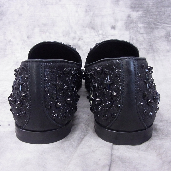 実際に弊社で買取させて頂いたjimmychoo/ジミーチュウ スタースタッズ ×クリスタル付きファイングリッター・スリッポンシューズ/42.5の画像 1枚目
