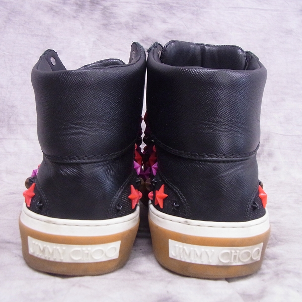 実際に弊社で買取させて頂いたJIMMY CHOO/ジミーチュウ ARGYLE OLYMPIC RED MIX スタースタッズ ハイカットスニーカー 41の画像 1枚目