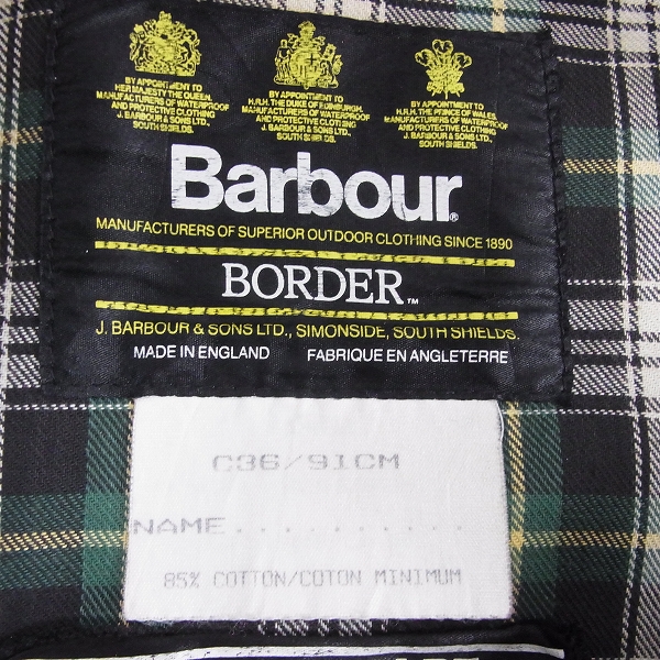 実際に弊社で買取させて頂いたBarbour/バブアー 襟コーデュロイ オイルドジャケット C36/91cmの画像 2枚目