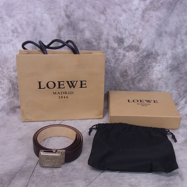 実際に弊社で買取させて頂いたLOEWE/ロエベ レザーベルト スクエア型バックル 36-90の画像 5枚目