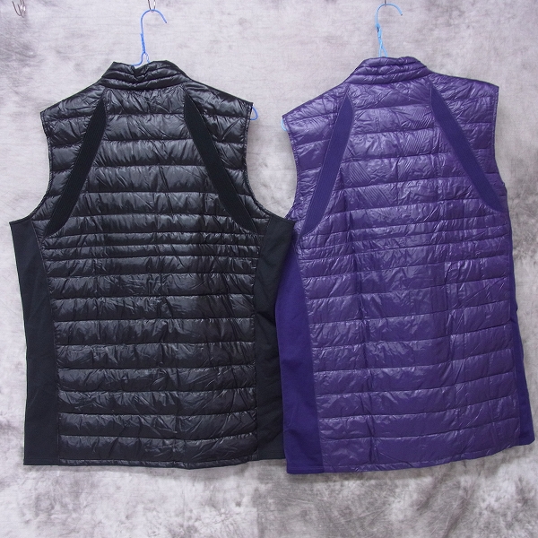 実際に弊社で買取させて頂いたMIZUNO/ミズノ ゴルフウェア ダウンベスト ブラック&パープル 2点SET/XLの画像 1枚目