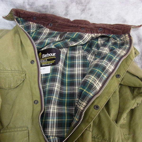 実際に弊社で買取させて頂いたBarbour/バブアー BEDALE/ビデイル オイルドジャケット カーキ/34の画像 3枚目