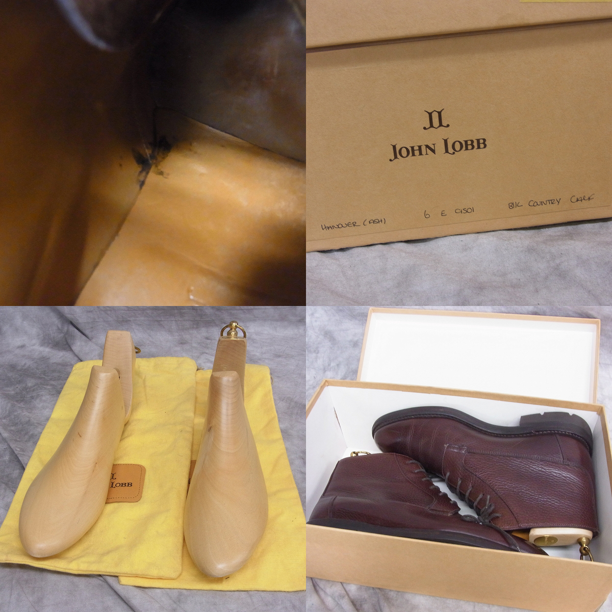 実際に弊社で買取させて頂いたJOHN LOBB/ジョンロブ HANOVER/ハノーバー プレーントゥブーツ ラスト9501 純正シューツリー付き ブラウン/6E の画像 9枚目