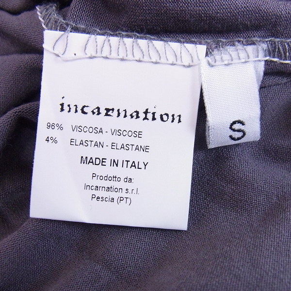 実際に弊社で買取させて頂いたincarnation/インカネーション ストレッチ半袖Tシャツ グレー/Sの画像 2枚目