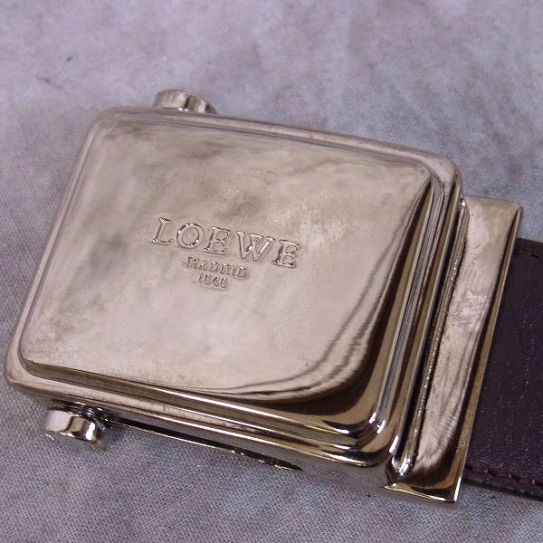実際に弊社で買取させて頂いたLOEWE/ロエベ レザーベルト スクエア型バックル 36-90の画像 1枚目