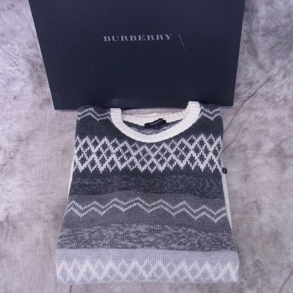 実際に弊社で買取させて頂いた【未使用】BURBERRY LONDON/バーバリー ロンドン ノルディック柄 長袖セーター L