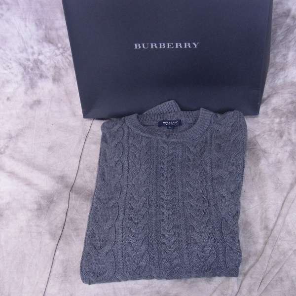 実際に弊社で買取させて頂いた【未使用】BURBERRY LONDON/バーバリー ロンドン ケーブルニット 長袖セーター グレー L