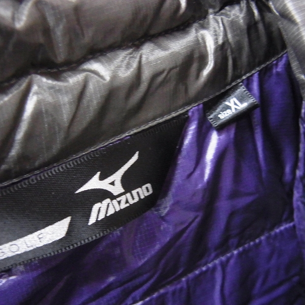 実際に弊社で買取させて頂いたMIZUNO/ミズノ ゴルフウェア ダウンベスト ブラック&パープル 2点SET/XLの画像 3枚目