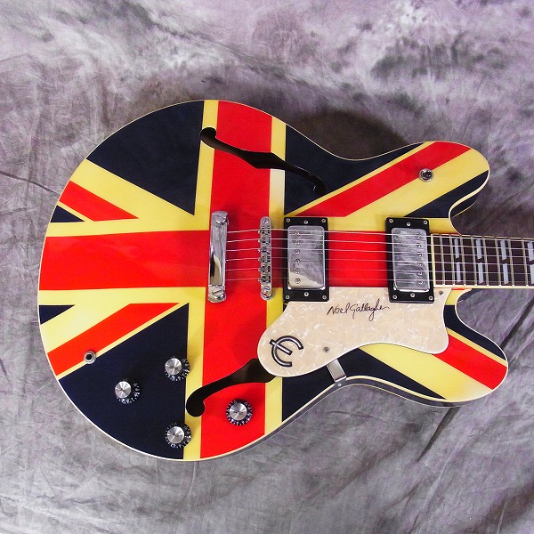 実際に弊社で買取させて頂いた★Epiphone Supernova ノエル・ギャラガー シグネイチャー Union Jack セミアコ エレキギター 純正ケース付の画像 3枚目