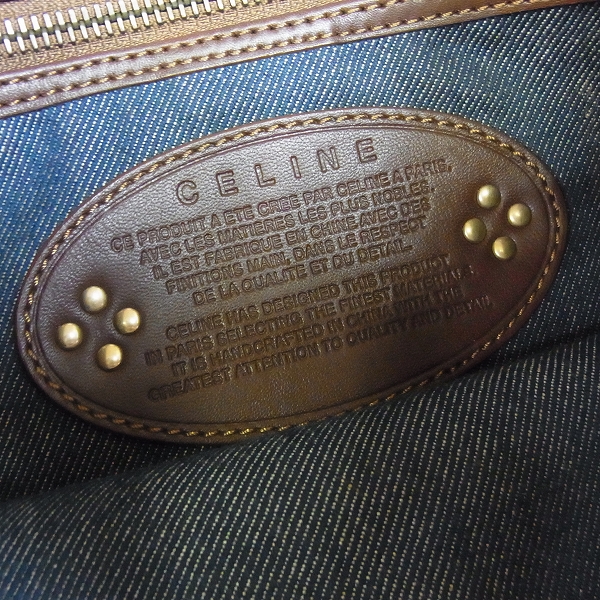 実際に弊社で買取させて頂いたCELINE/セリーヌ マカダム柄 デニム キャンパス トートバッグの画像 4枚目