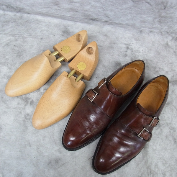 実際に弊社で買取させて頂いたJOHN LOBB/ジョンロブ NASEBY ダブルモンクストラップ ラスト7000  純正シューツリー付き ブラウン/6.5Dの画像 9枚目