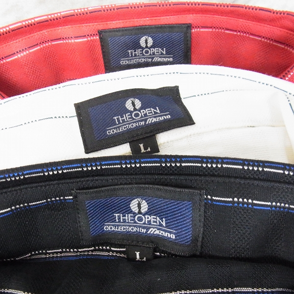 実際に弊社で買取させて頂いた【未使用】MIZUNO/ミズノ ゴルフウェア THE OPEN 半袖ボーダーポロシャツ 3点SET/Lの画像 1枚目