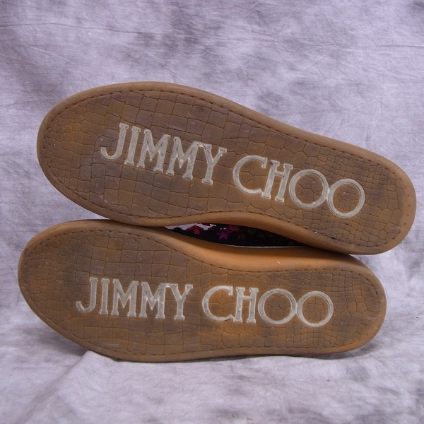 実際に弊社で買取させて頂いたJIMMY CHOO/ジミーチュウ ARGYLE OLYMPIC RED MIX スタースタッズ ハイカットスニーカー 41の画像 2枚目