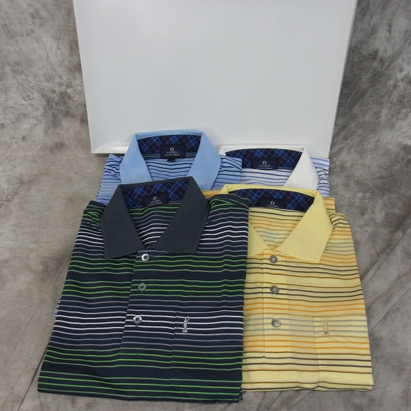 実際に弊社で買取させて頂いた【未使用】MIZUNO/ミズノ ゴルフウェア THE OPEN ボーダー柄 半袖ポロシャツ 4点SET/L