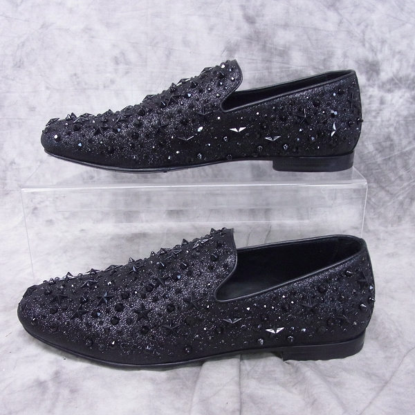 実際に弊社で買取させて頂いたjimmychoo/ジミーチュウ スタースタッズ ×クリスタル付きファイングリッター・スリッポンシューズ/42.5の画像 3枚目