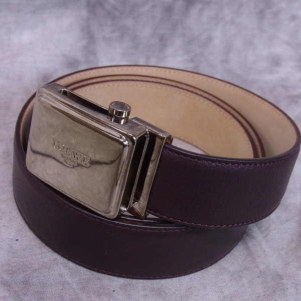 実際に弊社で買取させて頂いたLOEWE/ロエベ レザーベルト スクエア型バックル 36-90