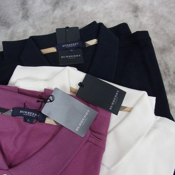 実際に弊社で買取させて頂いた【未使用】BURBERRY LONDON/バーバリー ロンドン ゴルフウェア 半袖ポロシャツ 3点SET/Lの画像 2枚目