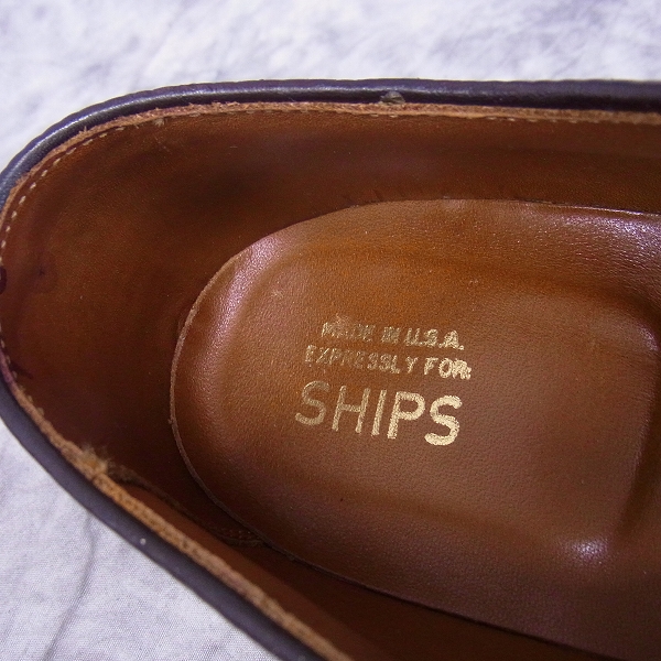 実際に弊社で買取させて頂いたALDEN/オールデン SHIPS別注 コードバン プレーントゥ レザーシューズ バーガンディ 990/9Dの画像 4枚目