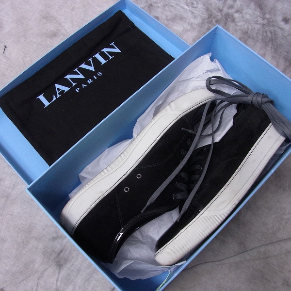 実際に弊社で買取させて頂いたLANVIN/ランバン 切替スエード エナメル テニス スニーカー 黒/8の画像 8枚目