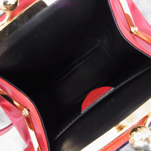 実際に弊社で買取させて頂いたCELINE/セリーヌ チェーンショルダーバッグ 型押しレザー 赤/がま口ポーチ ボックスカーフレザー 2点セットの画像 2枚目