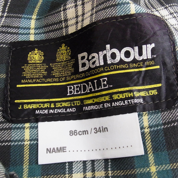 実際に弊社で買取させて頂いたBarbour/バブアー BEDALE/ビデイル オイルドジャケット カーキ/34の画像 2枚目