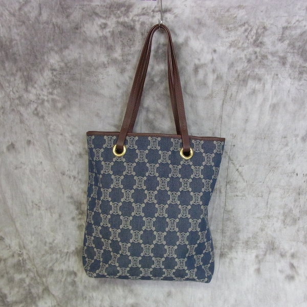 実際に弊社で買取させて頂いたCELINE/セリーヌ マカダム柄 デニム キャンパス トートバッグの画像 2枚目