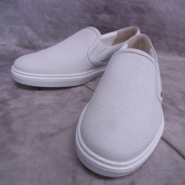 実際に弊社で買取させて頂いた【未使用】JIMMY CHOO/ジミーチュウ 17SS GROVE PUT WHITESTEEL/ポイントスタースタッズ パンチングレザースリッポン 42