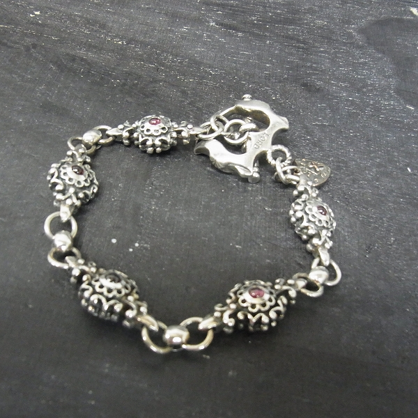 実際に弊社で買取させて頂いたLord Camelot/ロードキャメロット デザインブレスレットｗ/ガーネット LC-1102GN/21cm