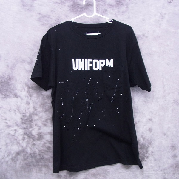 実際に弊社で買取させて頂いたUniform Experiment/ユニフォームエクスペリメント 16SS ペイントスプラッタープリントTシャツ 黒 UE-160053/2