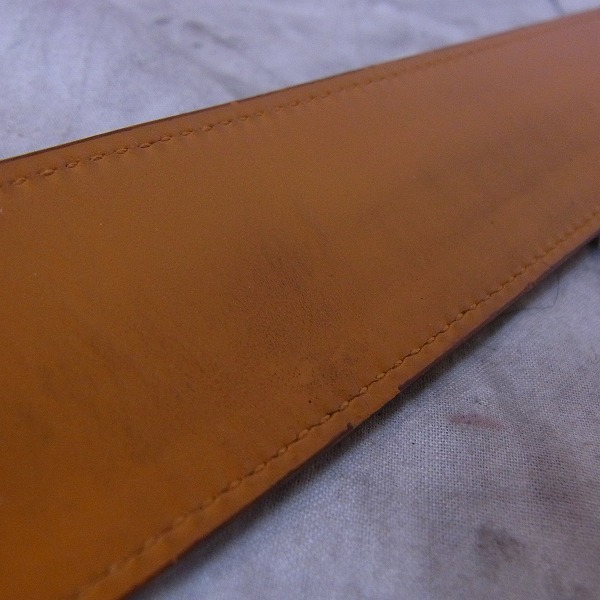 実際に弊社で買取させて頂いたBVLGARI/ブルガリ ロゴ刻印バックル付 型押し レザーベルトの画像 5枚目