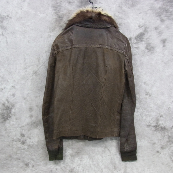 実際に弊社で買取させて頂いたRick Owens/リックオウエンス OLMAR AND MIRTA/オルマーアンドマリータ ファー付きレザージャケットの画像 1枚目