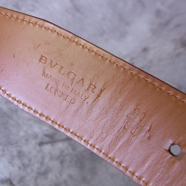 実際に弊社で買取させて頂いたBVLGARI/ブルガリ ロゴ刻印バックル付 型押し レザーベルトの画像 3枚目